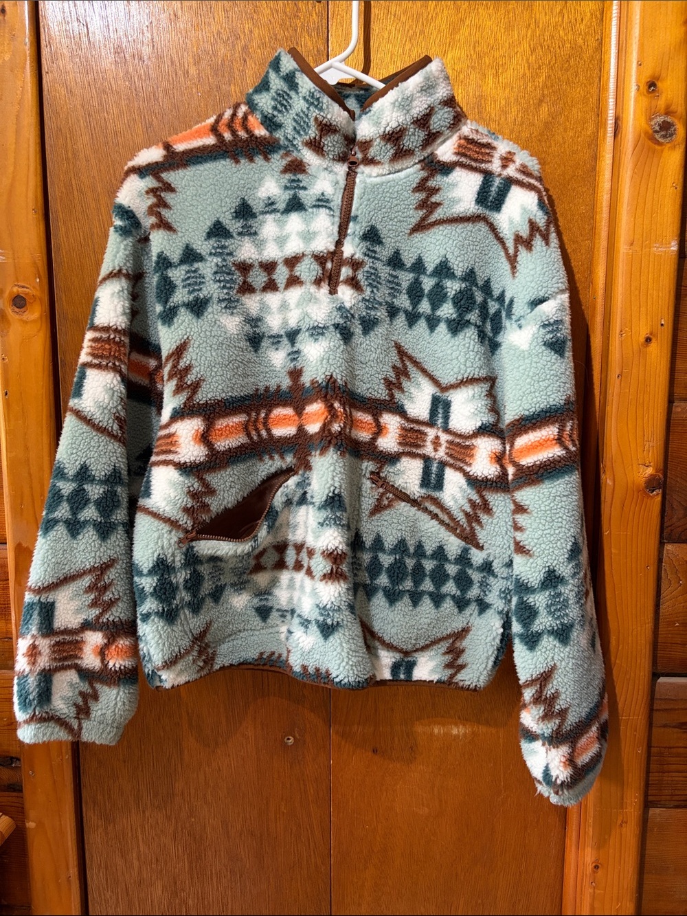Rock & Roll Cowgirl Aztec Sherpa Quarter zip Pullover
